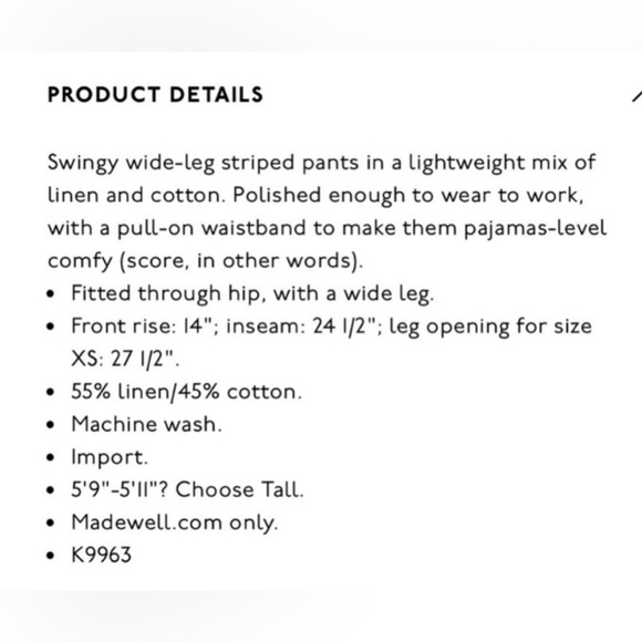 Madewell Huston wide leg pull on pants in red and white color - size XS - Picture 4 of 4